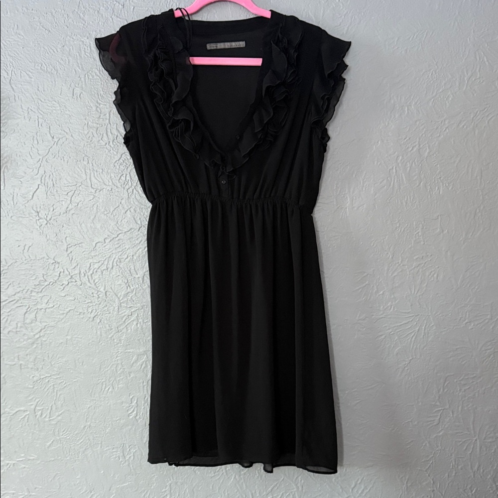 Zara Elegant Black Ruffle Dress